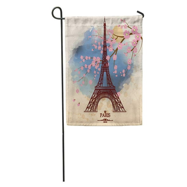 Vintage Paris Eiffel Tower Garden Flag House Flags Yard Banner Double Side 